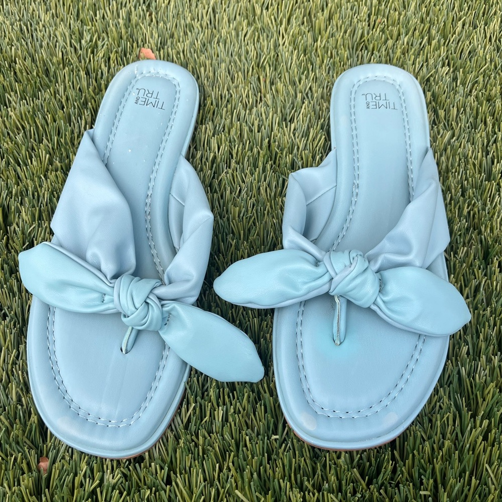 Time and Tru Women's Light Blue Bow Mules/ Good Condition Pre♥️ Size 8
